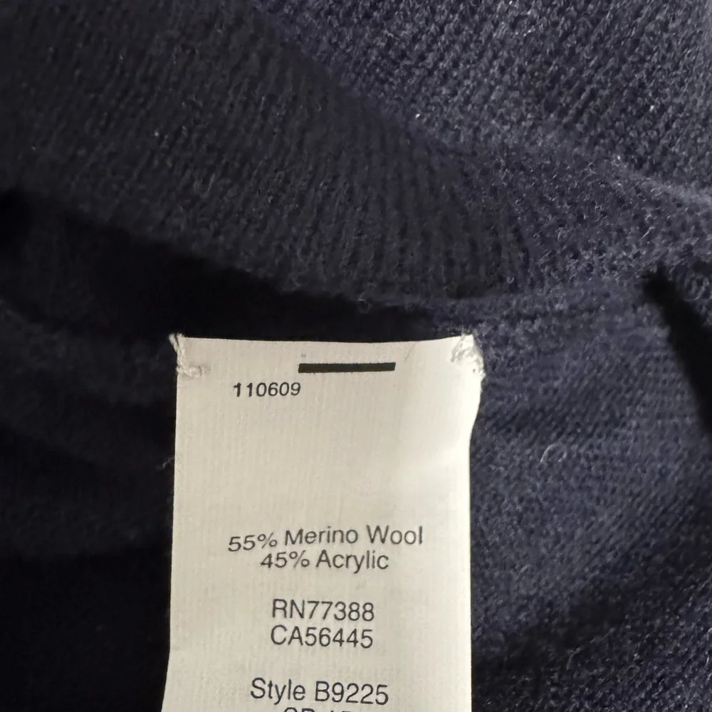 J. Crew Color-block Orange/Navy Merino Wool Crewneck Sweater M